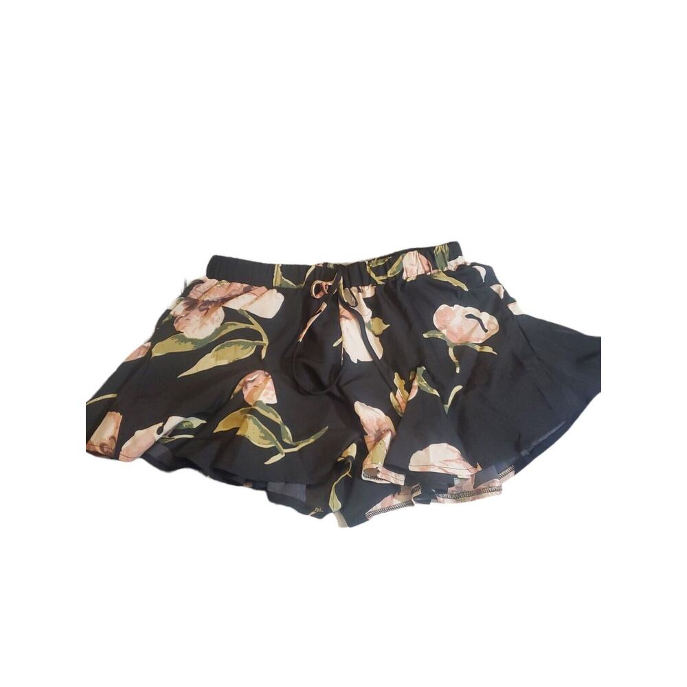 Floral Paperbag Shorts 0XL Shein Black/Pink NWOT